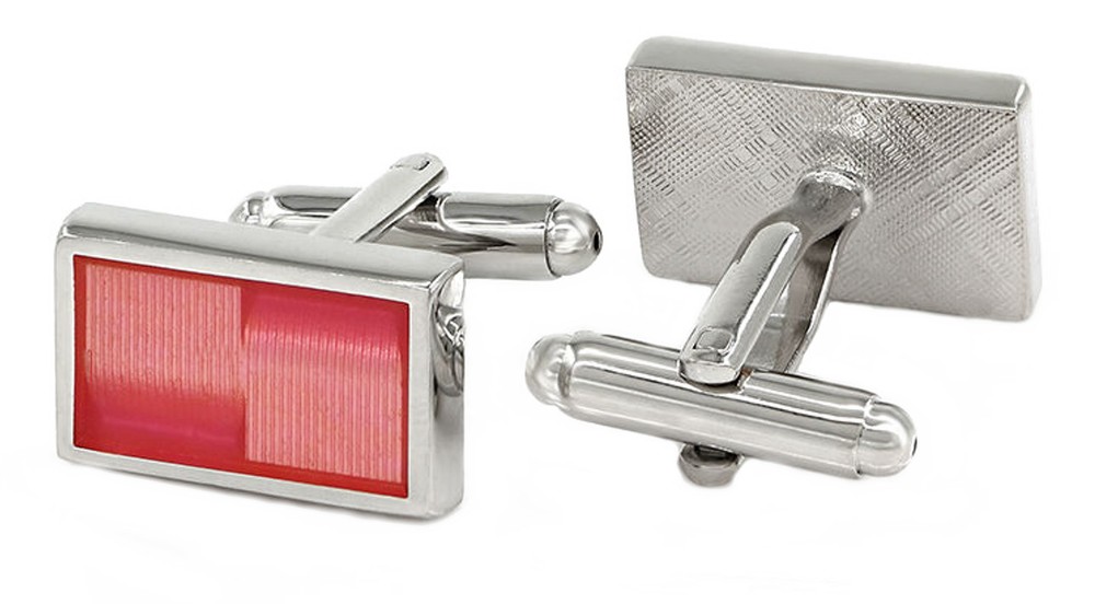Modern Pink Rectangle Enamel Cufflinks by CUFFLINKS.DIRECT