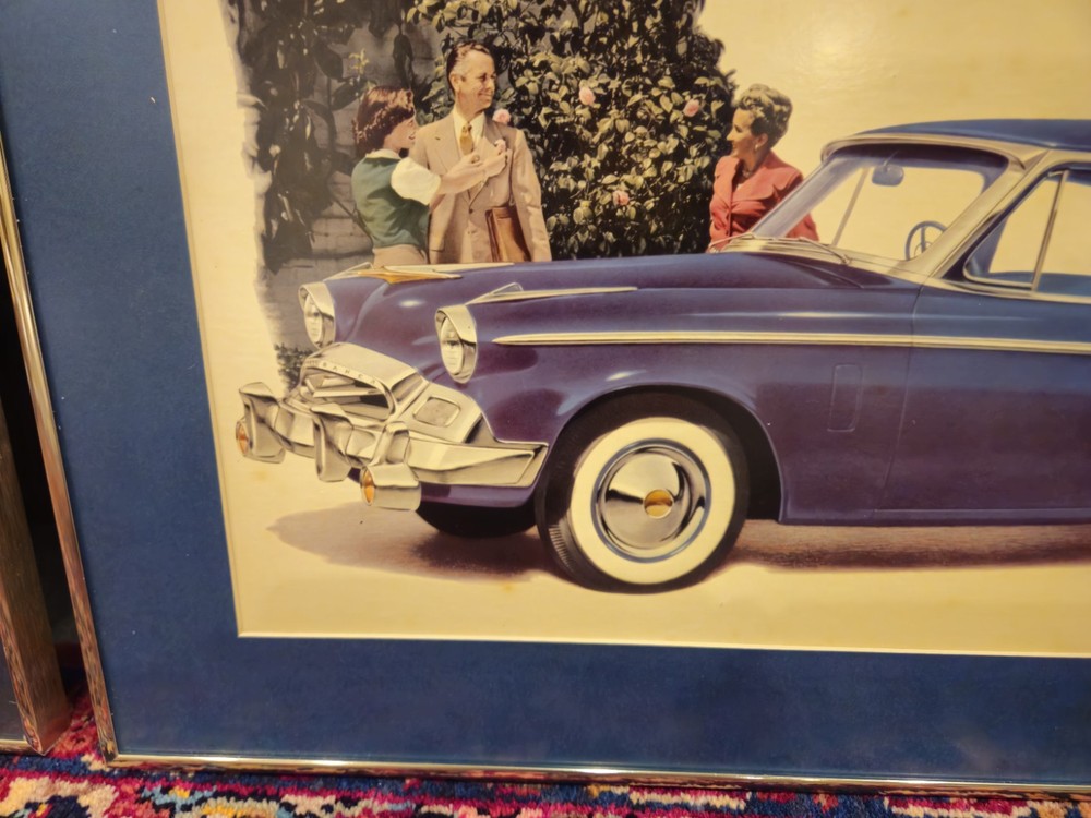 1955 STUDEBAKER ACCESSORY COMMANDER PRESIDENT ORIGINAL SHOWROOM POSTER *2 FRAMED
