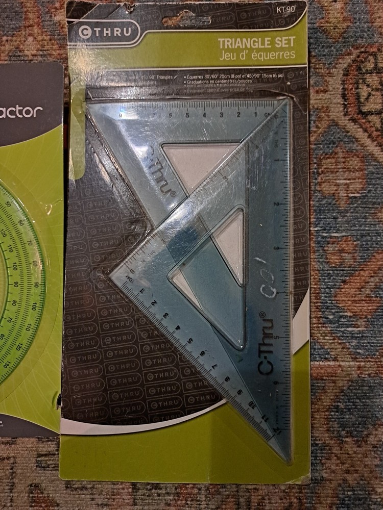 Triangle Set And 180° Protractor 6" School College Tools