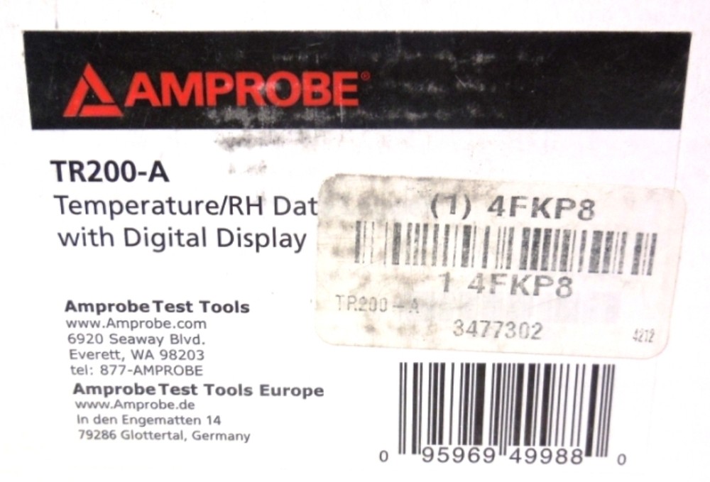 AMPROBE, DATA LOGGER, TEMPERATURE AND HUMIDITY TR200-A, NIB
