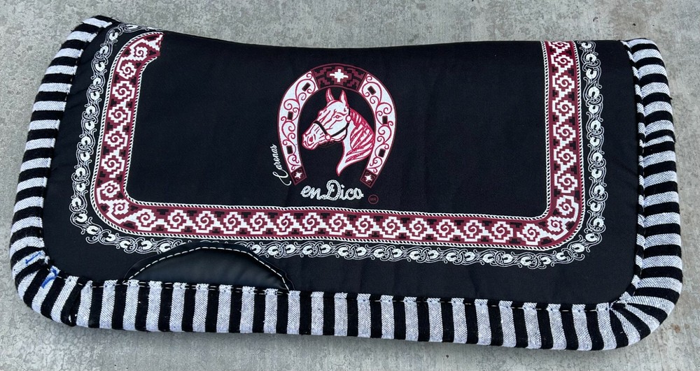 Charro Saddle BLACK SADDLE PAD, WESTERN SADDLE BLANKET, Carona Para Caballo