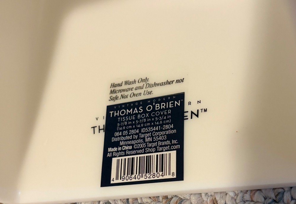Thomas O'Brien Tissue Box Cover 2005 White