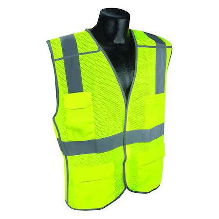 Condor 53Yn42 High-Visibility Vest, Ansi Class 2, U-Block, Solid Polyester,