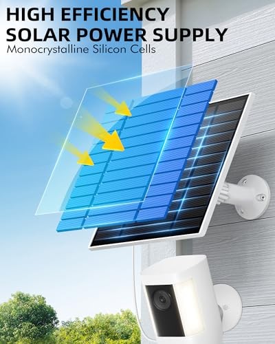 Solar Panel for Ring Camera Outdoor, Small Solar Panel Charger with USB White