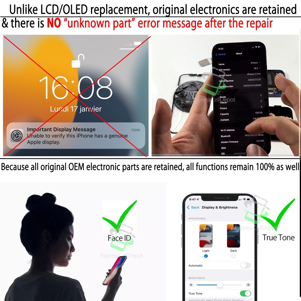 for Apple iPhone 13 PRO MAX Front Glass Screen Lens Replacement kit