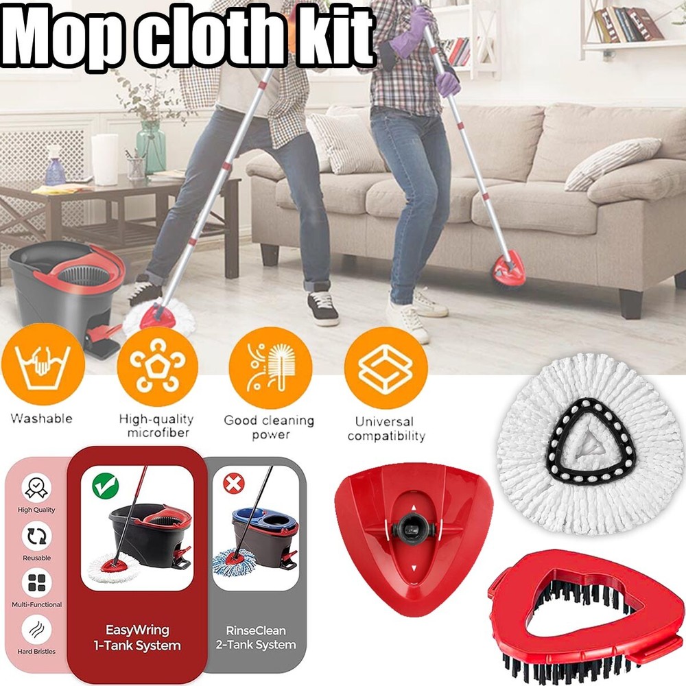 Replacement Heads Mopping Mop for O-Cedar Spin Mop Head,Brush+mop base kit