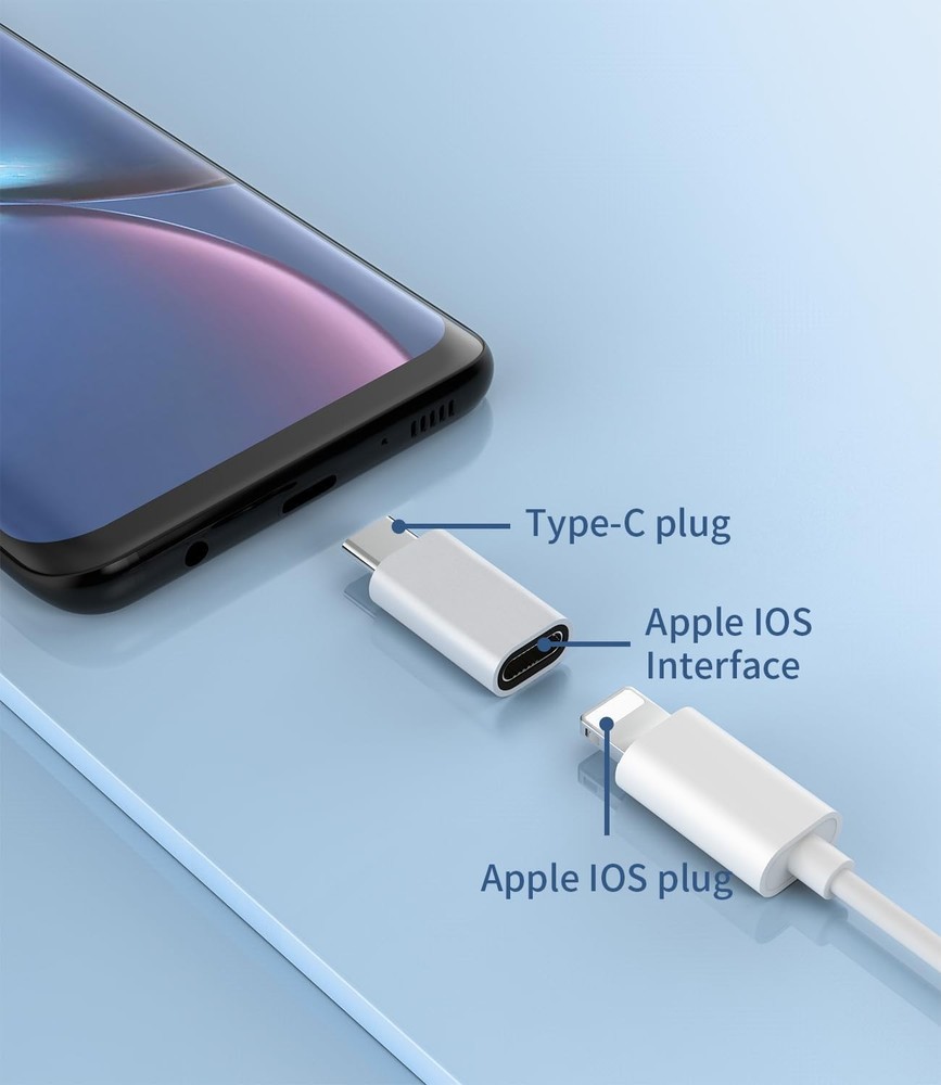 3Pack Lightning Female to USB-C Male Adapter, Type Charging for silver