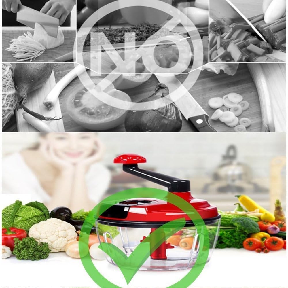 Multi-Functional Manual Food Processor,8 Cup Hand-powered Crank Chopper,Mincer B