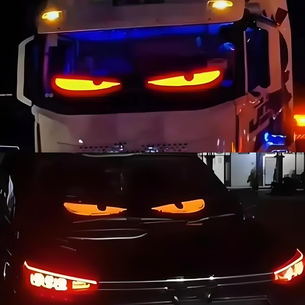 2Pcs 24"Truck Windshield Devil Eyes Light Cars Remote Smart Eye Lamp Soft Screen