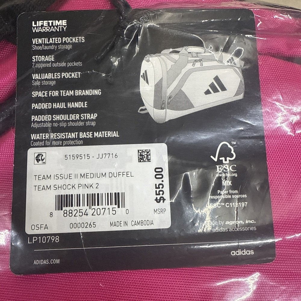 Adidas Team Issue II Medium Duffel Bag Team Shock Pink 2
