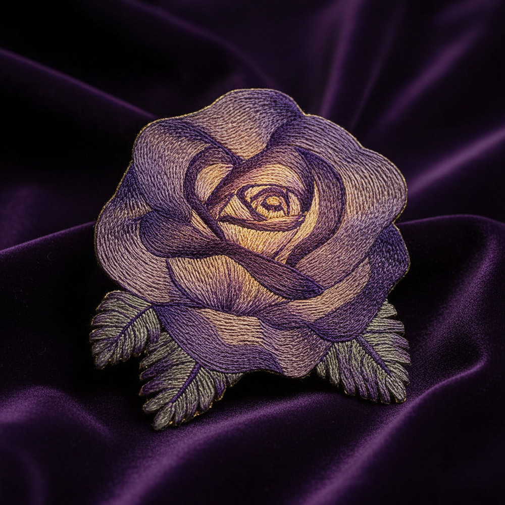 Elegant Etching Rose Embroidered Patch