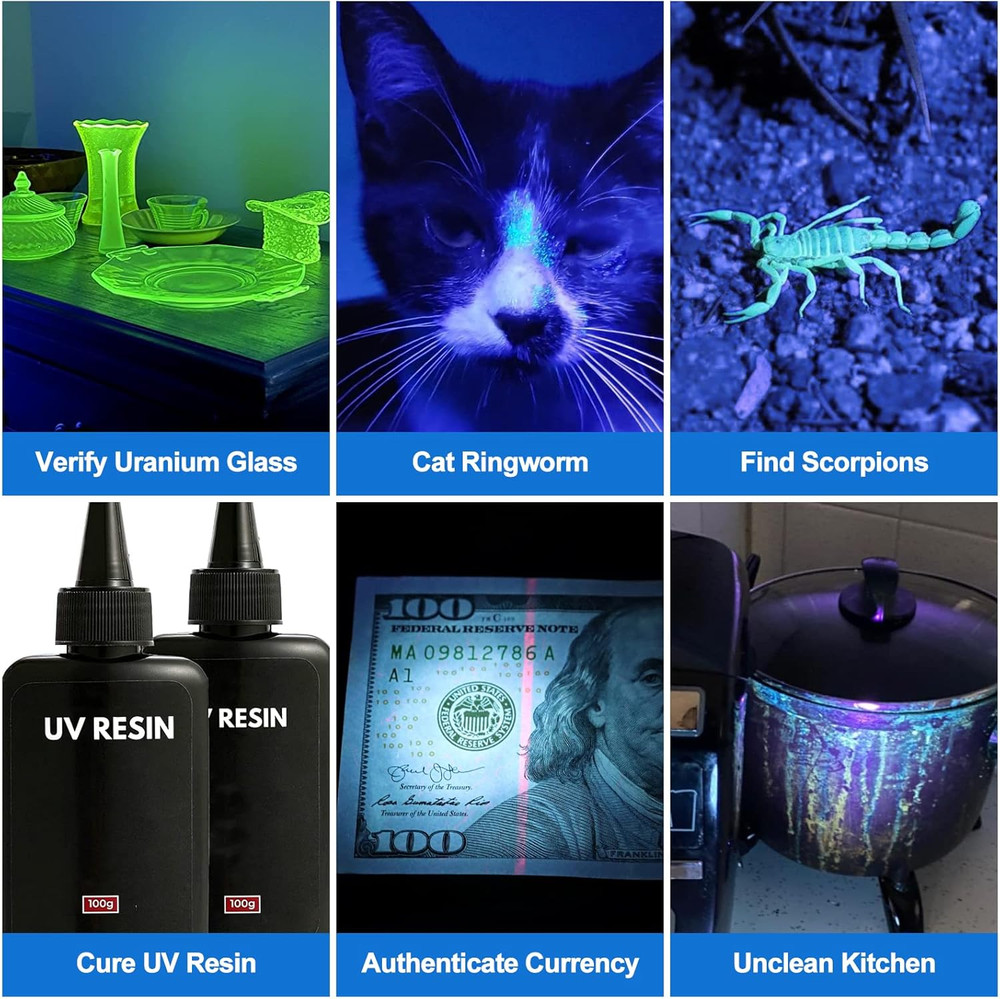 X7 Pro 365Nm UV Light Blacklight Flashlights: LED Black Light Flashlite Professi