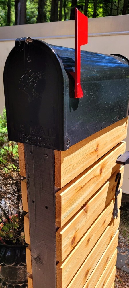 Cedar Mailbox Post, Black frame (Handmade) FREE SHIPPING!