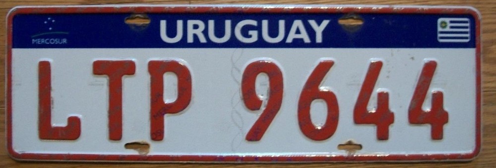 SINGLE URUGUAY LICENSE PLATE - LTP 9644 - COMMERCIAL