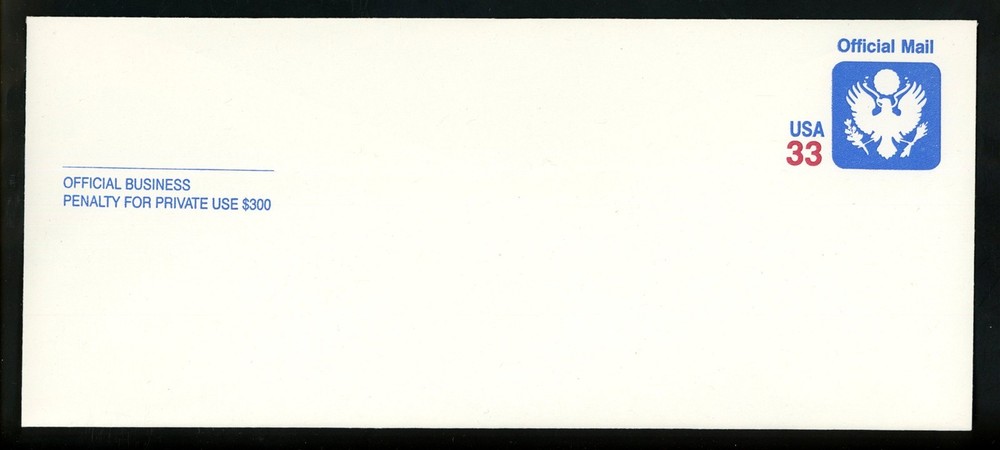 US Postal Stationery UO89 Mint Official Mail Envelope Entire 33c 1999