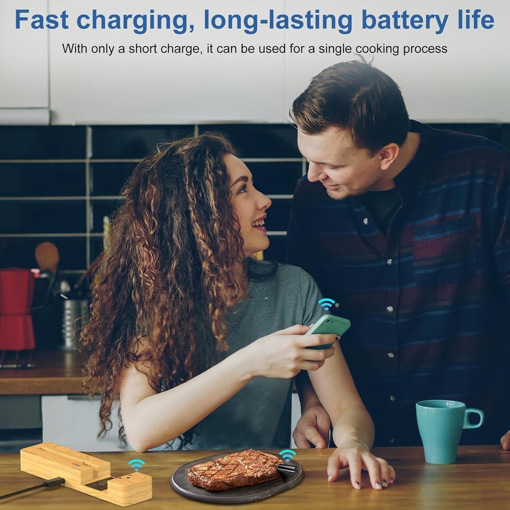 Wireless Meat Thermometer Bluetooth with Ceramic Probe: Waterproof Digital Oven