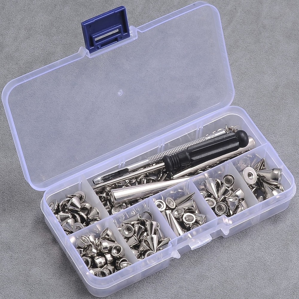 135 Sets Mixed Shape Spikes and Studs Assorted Sizes Spike Studs for Clothing...