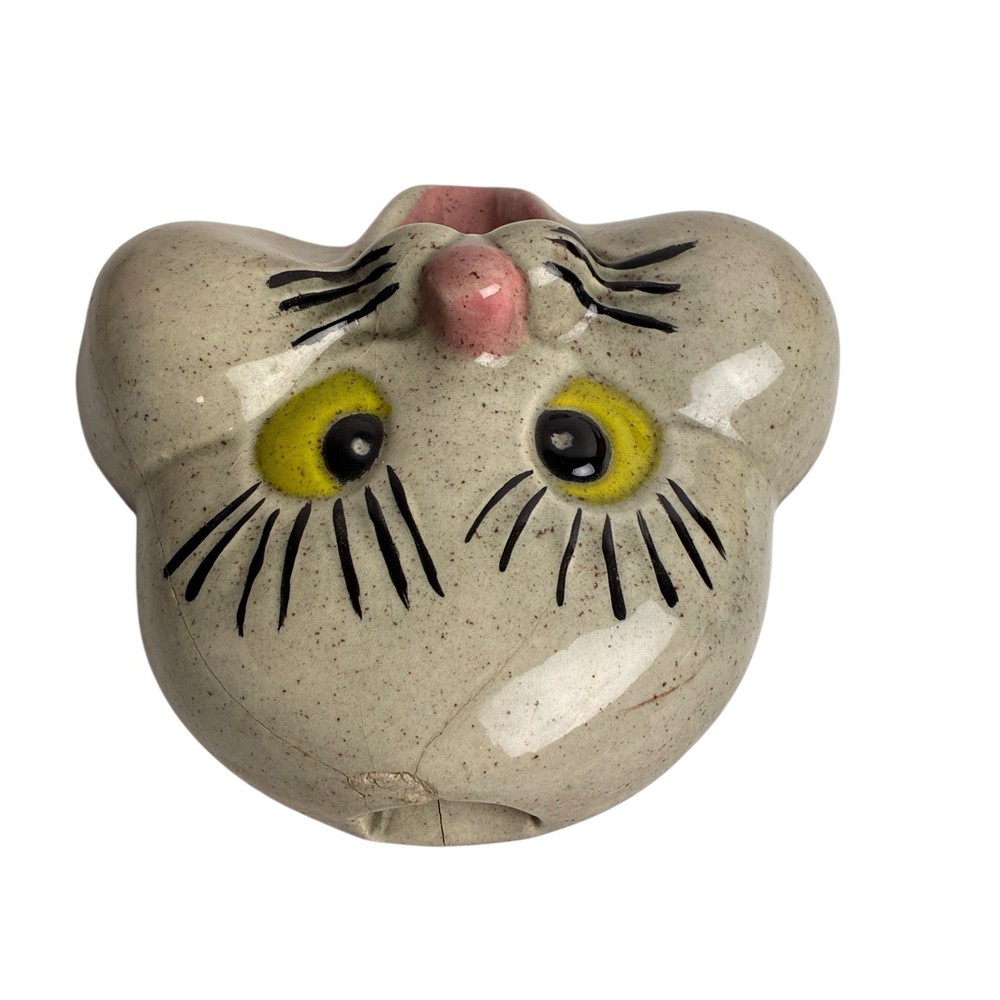 Vintage Kitsch Cat Face, Ceramic Wall Mount