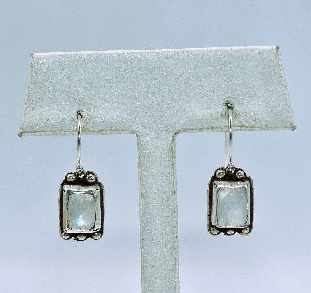 Rainbow Moonstone Sterling Silver Drop/Dangle Earrings by Ryan Schoolfield