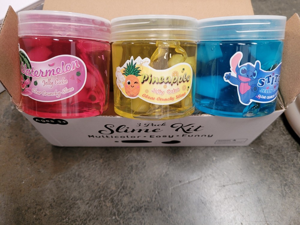 3 Pack Multi-Color Scented Clear Jelly Cube Slime Kit