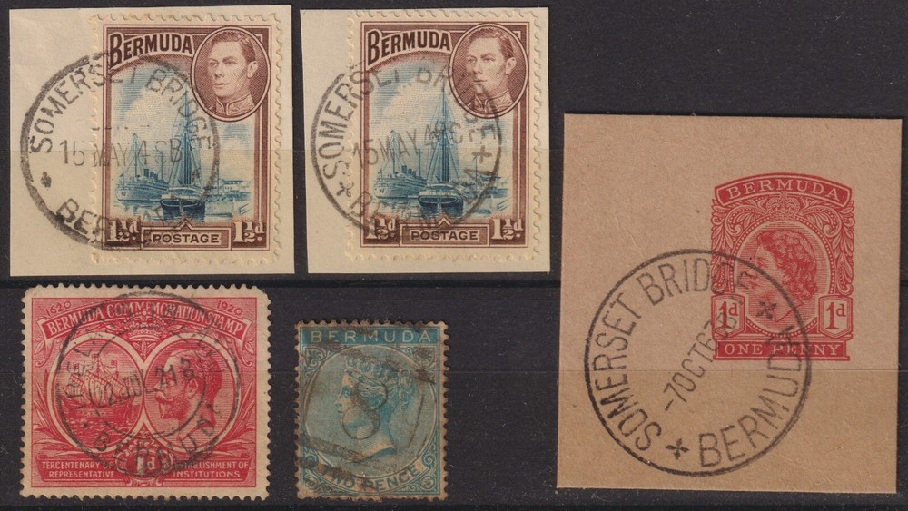 BERMUDA: (19216) QV, KGV, KG6, QE2 POSTMARK/CANCELS
