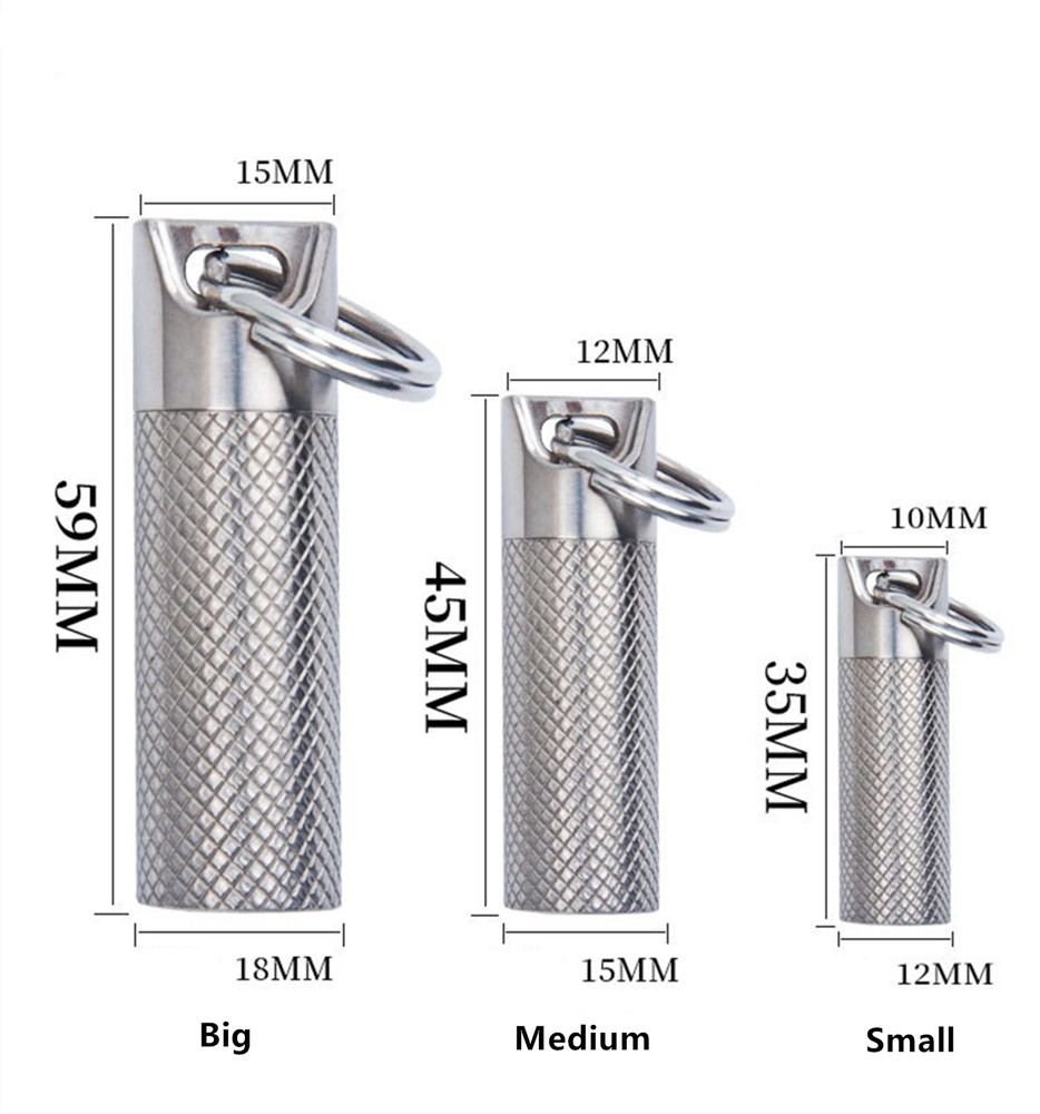 Titanium Waterproof Pill Box Mini Case Bottle Storage Keychain Outdoor EDC Tool