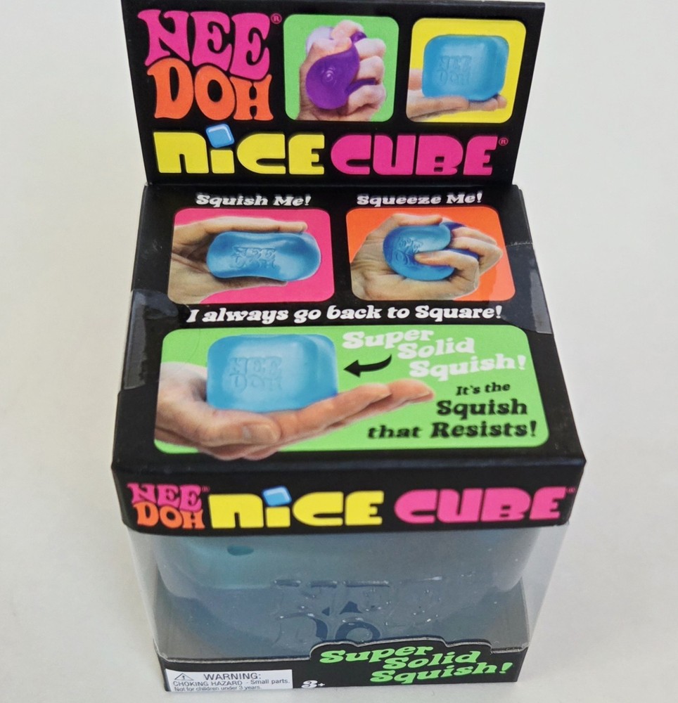 BLUE NeeDoh Nice Cube, Nee Doh Nicecube 2.25" Squishy Stress Toy 100% AUTHENTIC