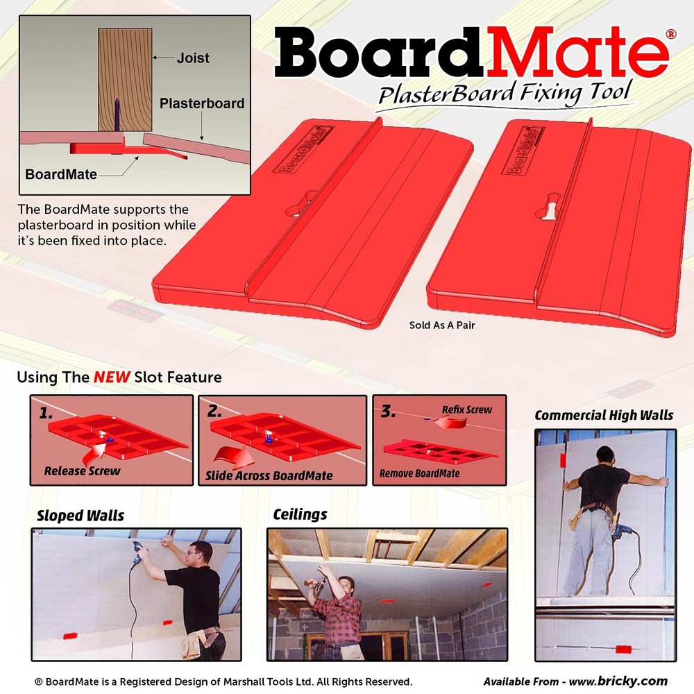 BoardMate - Drywall Fitting Tool, Supports The Board In Place While Installing