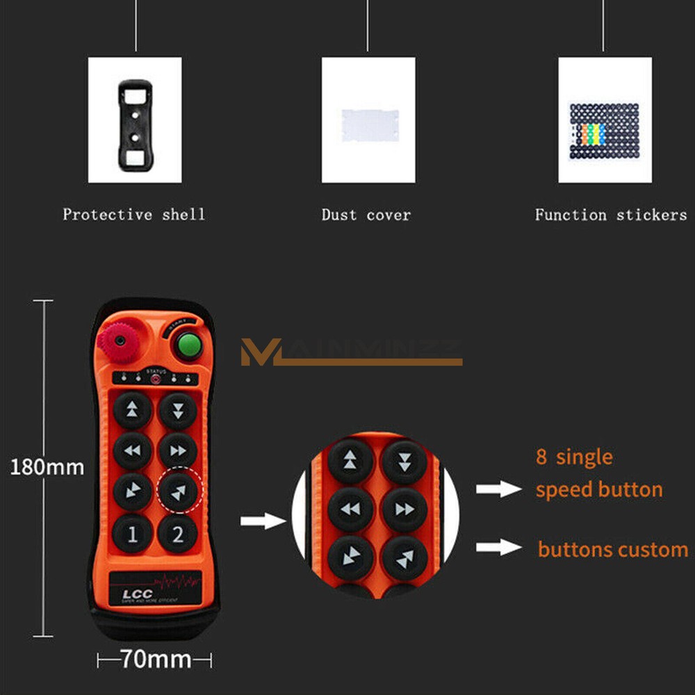 12V-380V 8Button single Speed Hoist Crane Industrial Wireless Remote Control