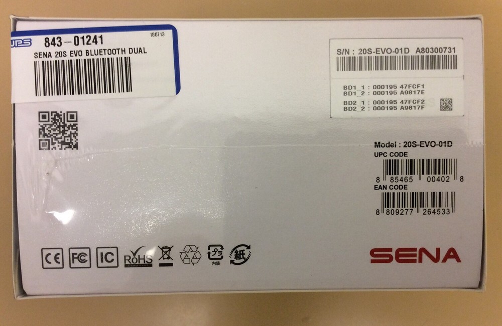Sena 20S EVO Motorcycle Bluetooth Communication System DUAL PACK - 8way Intercom