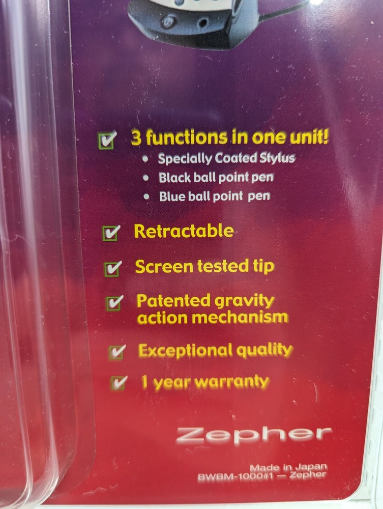 Platinum Stylus Pen Multi Function Triple Action Zepher For Handheld PC’s NEW!