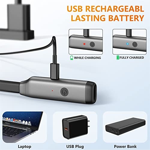 Book Light LED Neck Reading Light,Bendable Rechargeable Book Light for Gray