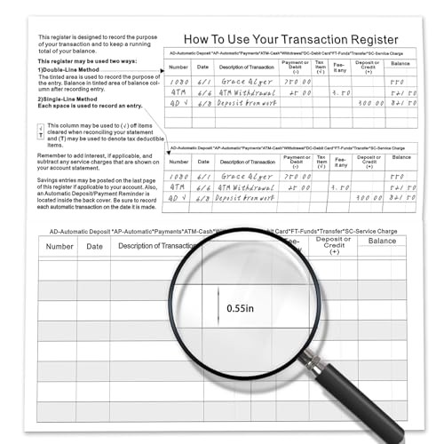 Pack Checkbook Register, Check Registers for Personal Checkbook, 6" × 3", 12