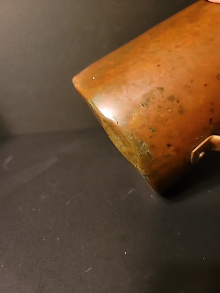 Antique Primitive 7" Tall Solid Copper Pitcher Sturdy Copper Handle Heavy