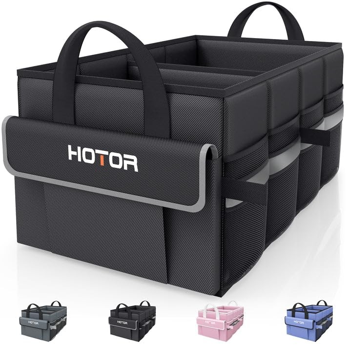 HOTOR Trunk Organizer - Car with 5 Pockets, Medium, Black