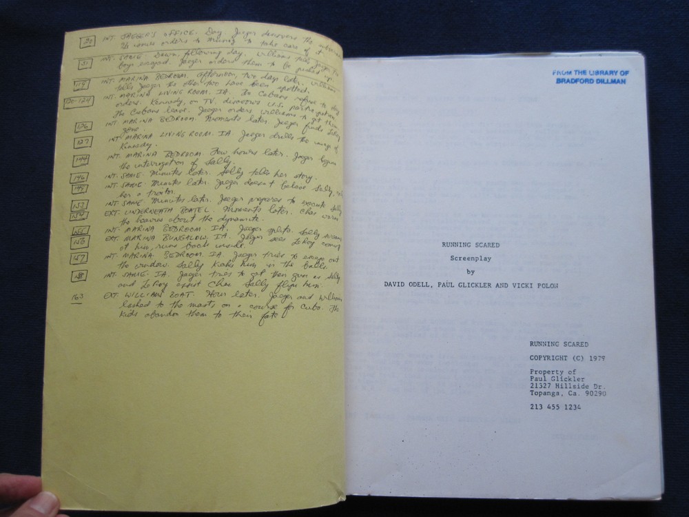 ORIGINAL TV SCRIPT for RUNNING SCARED - BRADFORD DILLMAN'S Copy with His Notes
