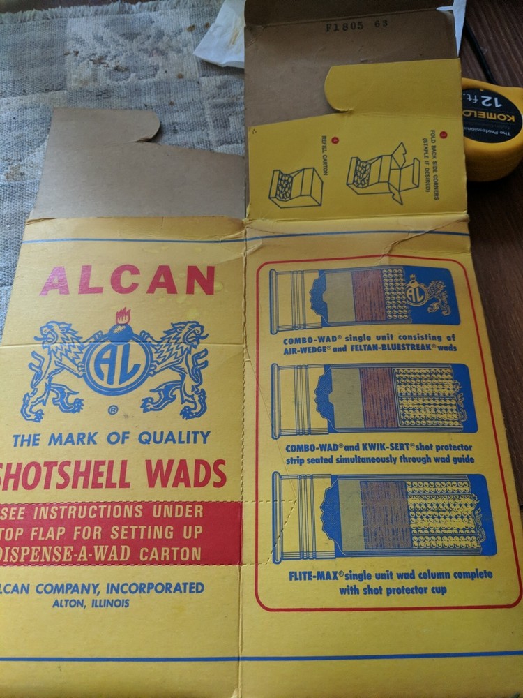 Empty COLLECTABLE BOX ALCAN 12 GA. SHOTSHELL Wads