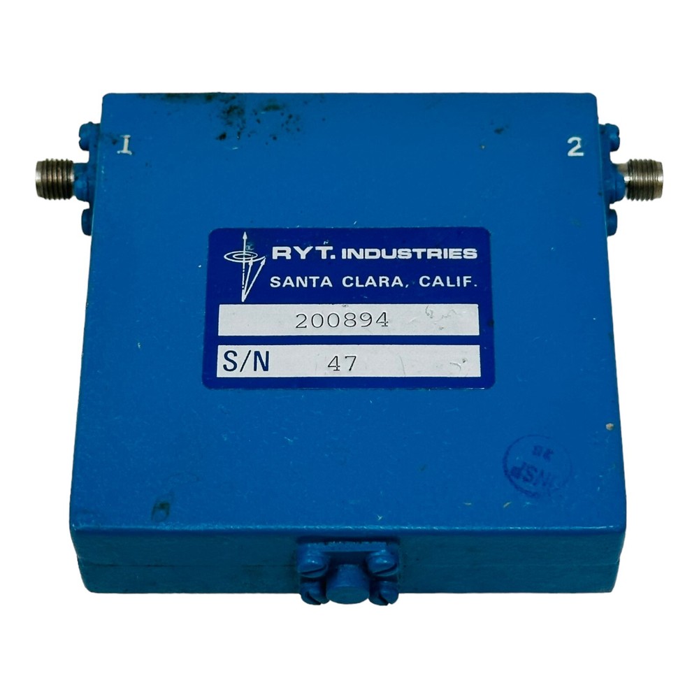 RYT INDUSTRIES MODEL 200894 MICROWAVE ISOLATOR USED