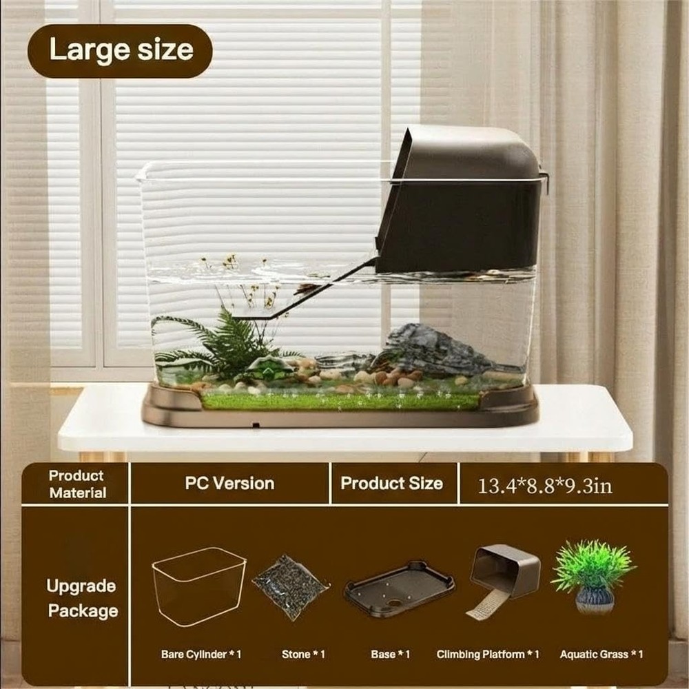 Tank + Light + Filter + Basking Platform Turtle Tank Kit, Turtle Tank Starter