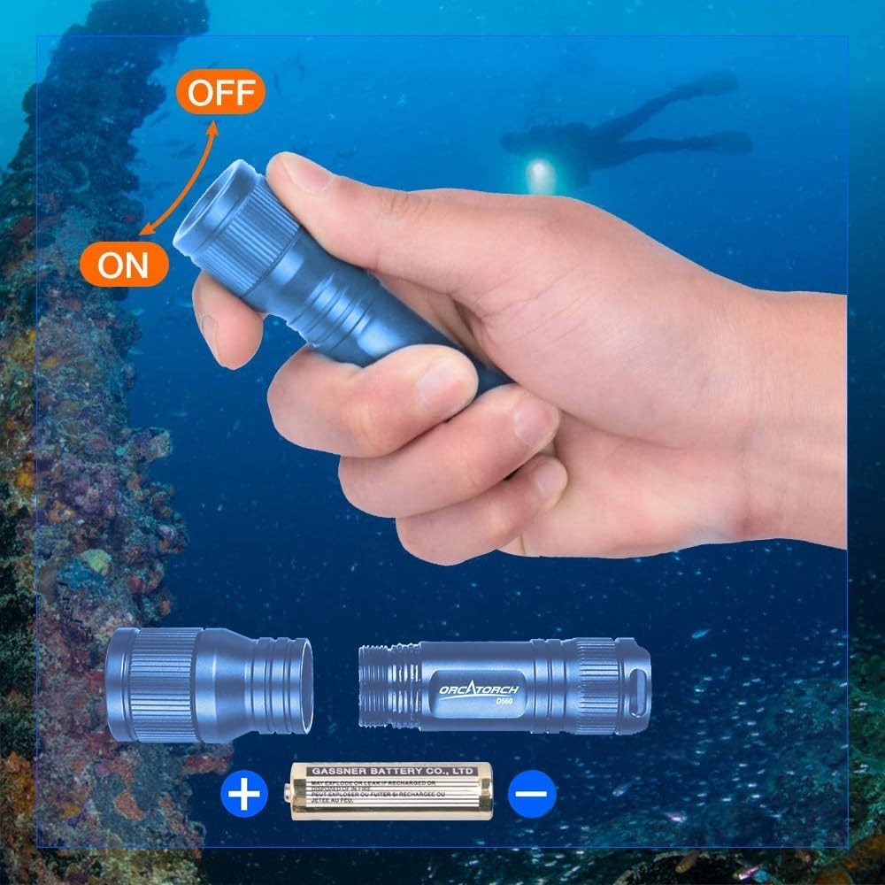 ORCATORCH D560 Mini Scuba Dive Light Headlamp 650 Lumens Mask Flashlight