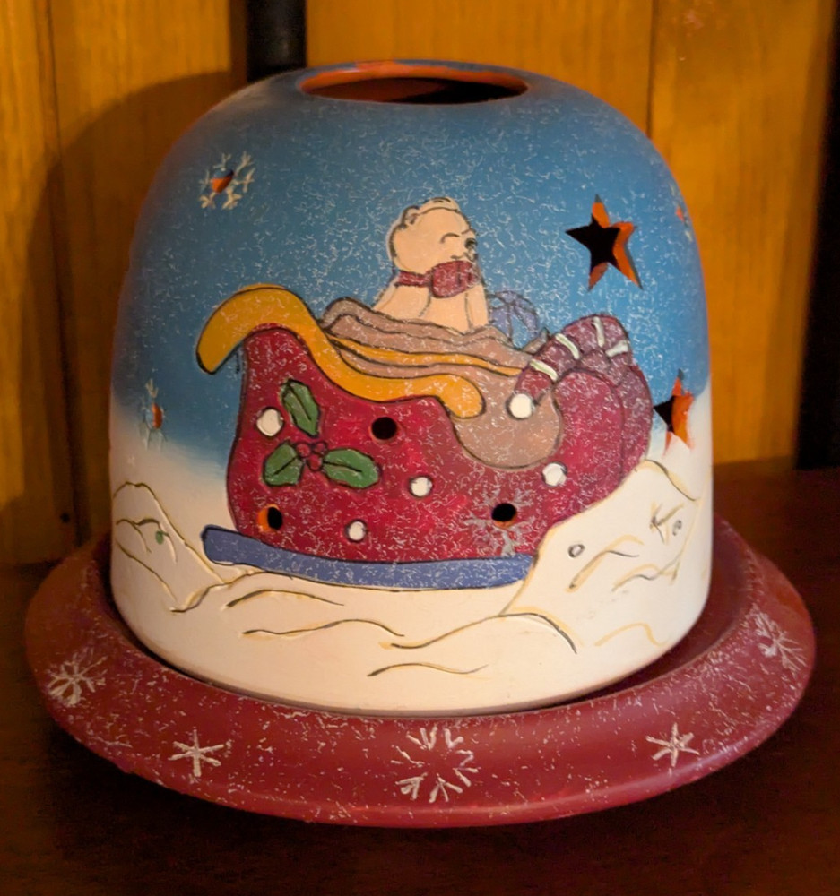 Christmas Dome Candle Holder Santa
