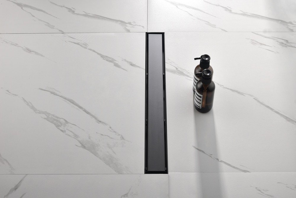 Linear Shower Drain with Removable Quadrato Pattern Grate, 304 Stainless