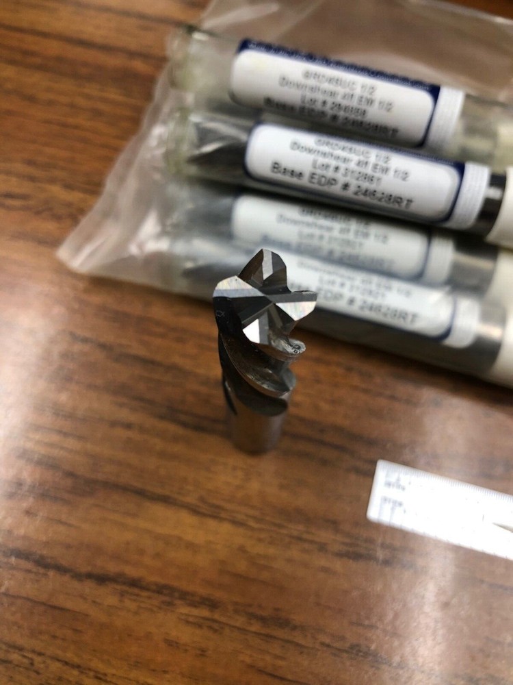 1/2"dia. DOWNSHEAR solid carbide 4fl sq end, end mill. Round Tool GRD4SUC 1/2