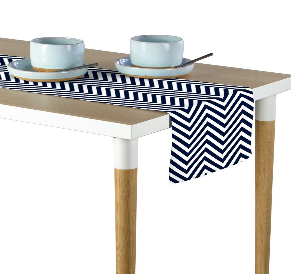 Navy Chevron Table Runners - 12"x72" or 14"x108"