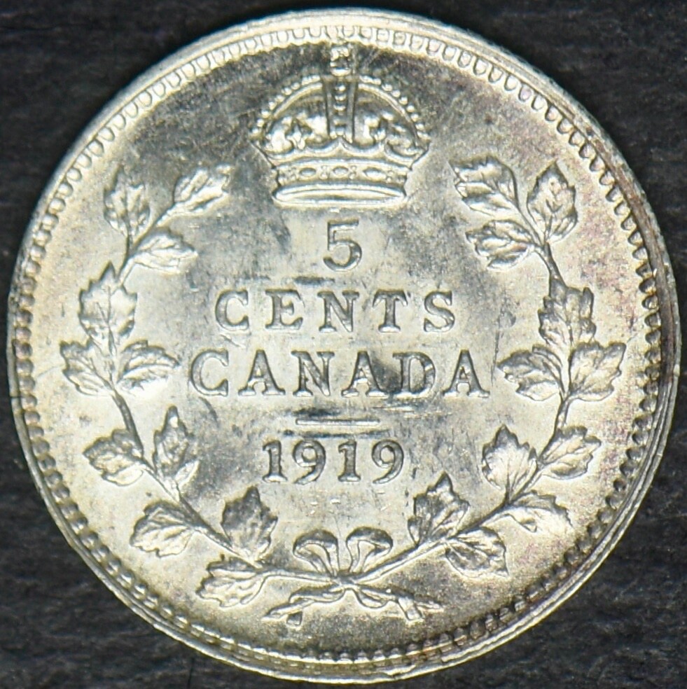 1919 Canada Silver 5 Cents - ✪COINGIANTS✪