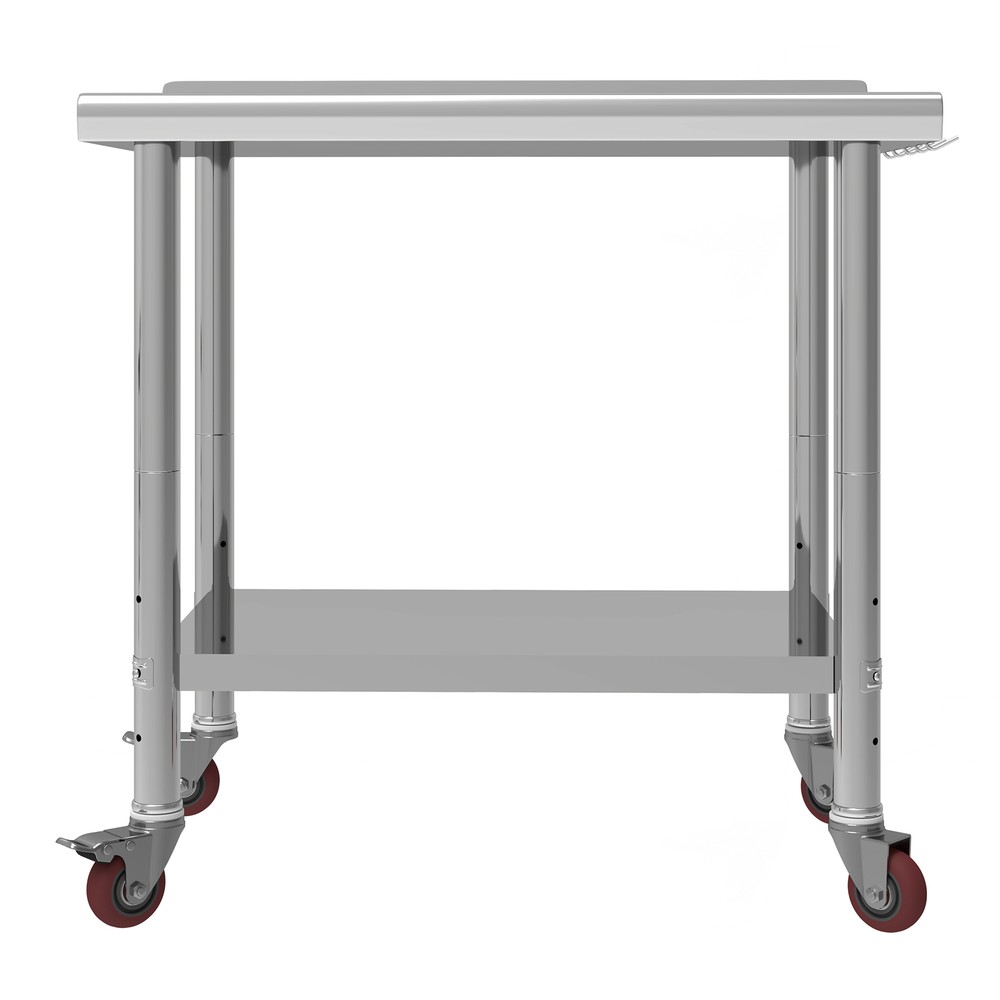 Rolling Work Table Stainless Steel Undershelf Kitchen Prep Backsplash Side Hooks