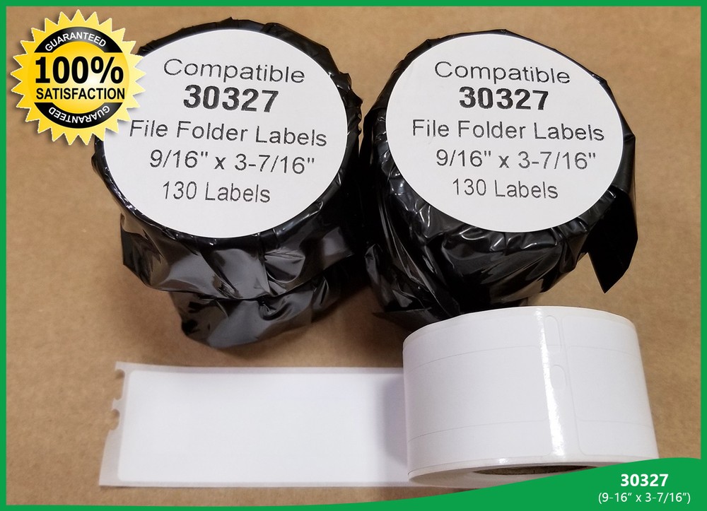 130 Labels Per Roll 30327 Dymo Compatible 10 Rolls White File Folder Labels