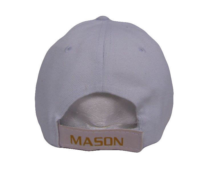 Embroidered White Mason Masonic Shadow Emblem Baseball Style Cap Hat