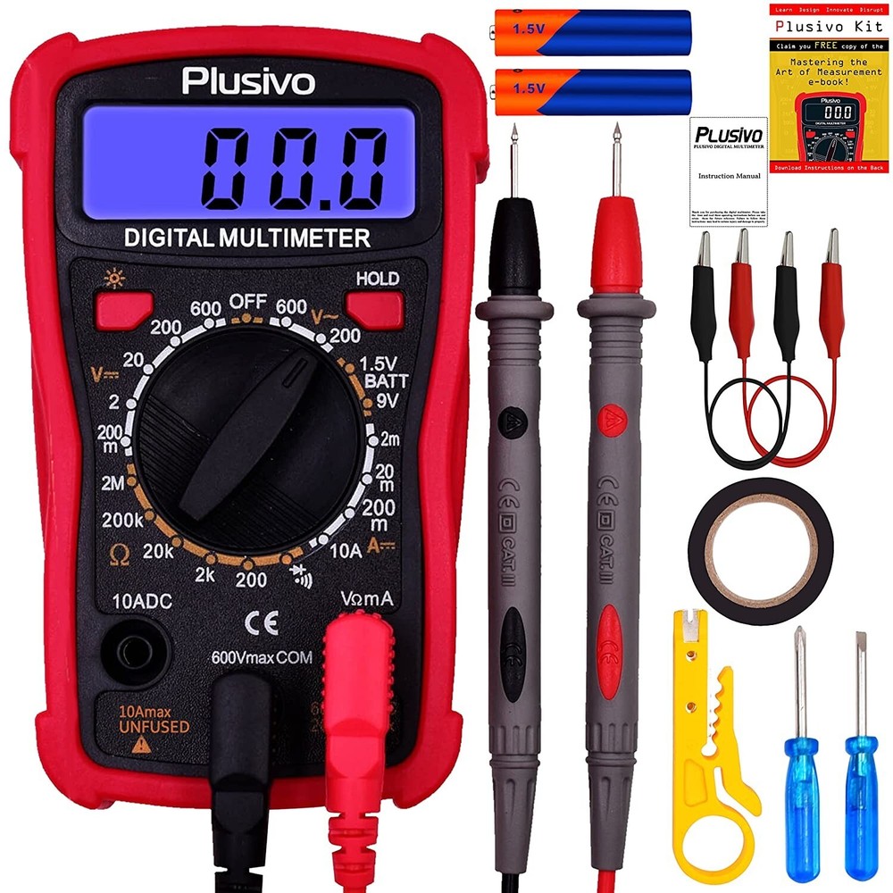 Digital Multimeter Measuring Voltage Resistance Current Continuity w/Accessories