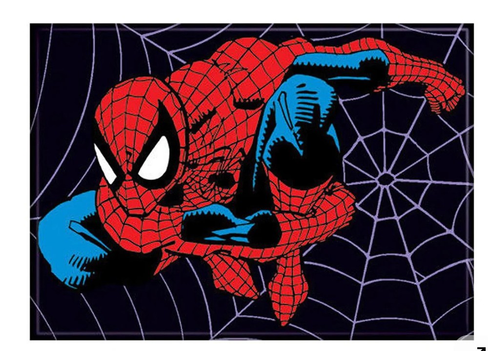 MARVEL COMICS Metal Fridge Magnets 3½"x2½" SpiderMan On Web